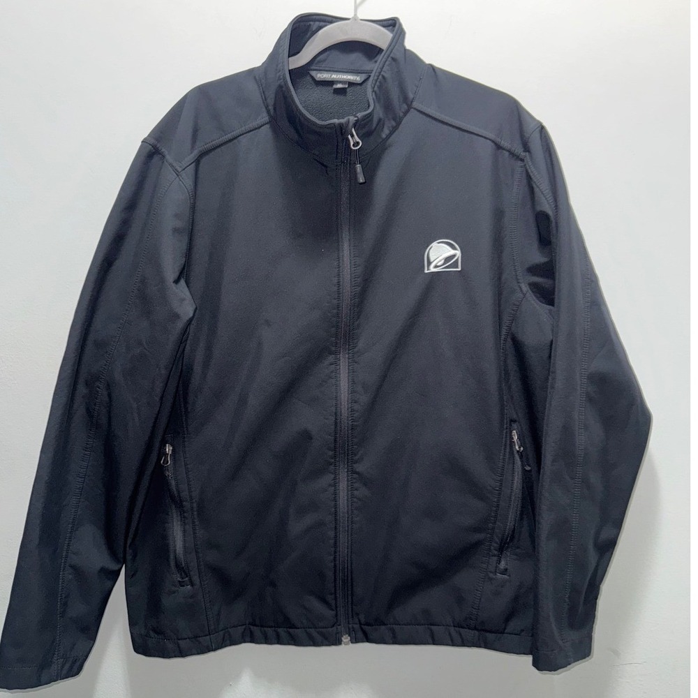 Taco Bell Port Authority Mens XL Black Soft Shell Jacket Employee Uniform Logo